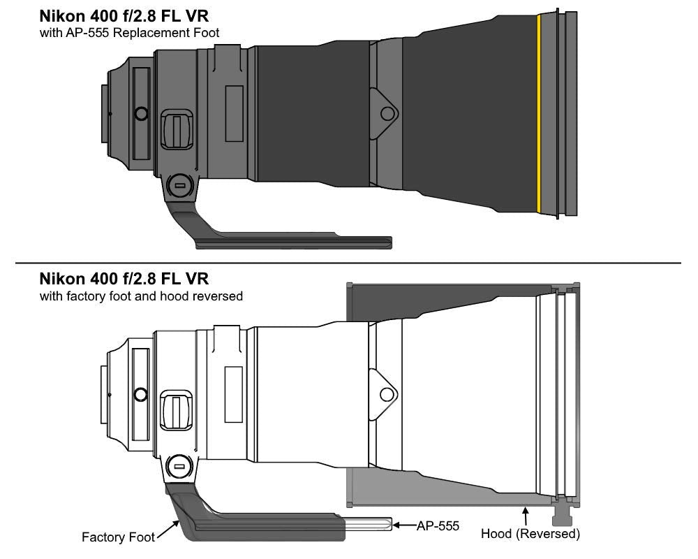 Wimberley Ap 555 Replacement Lens Foot For Nikon 400 F2.8 Fl, 600 F4.0 Fl, 800 F5.6 Fl   Arca Swiss Style   Made In Usa